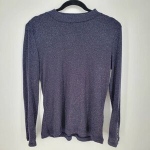 Violets & Roses NWT Stitch Fix Women's Blue Metallic Night Sky Long Sleeve Top L